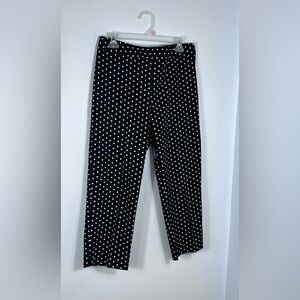 Rafaella Black Polka Dot Capris Side Zip. EXC